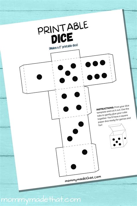 Dice Printable Template Use This Printable Pattern With Die Faces To