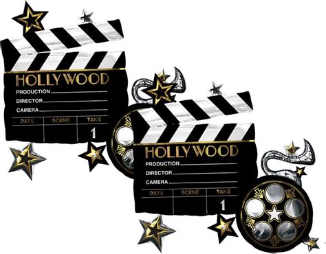 Set Of 2 Hollywood Film Clapboard Jumbo 30 Foil Party