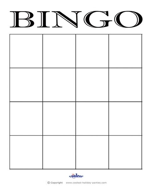 Free Blank Bingo Card Template Printable Addictionary