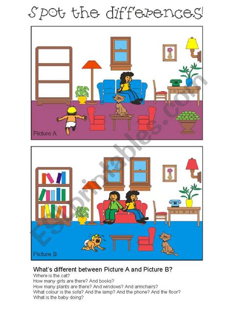Spot The Differences 1 Esl Worksheet By Cyn