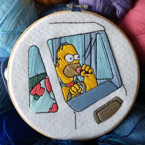 I Recreate Scenes From The Simpsons With Embroidery Each One Takes 10