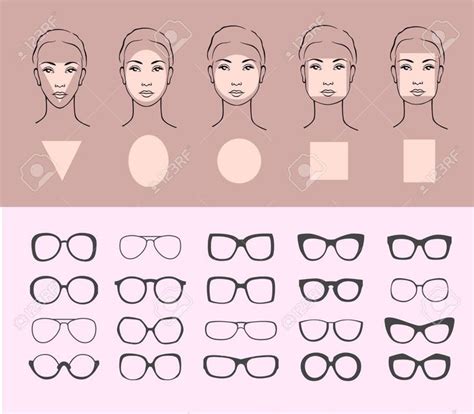 Beauty Vector Illustration Of Sunglasses For Different Faces Five Female Face Types Round Ova