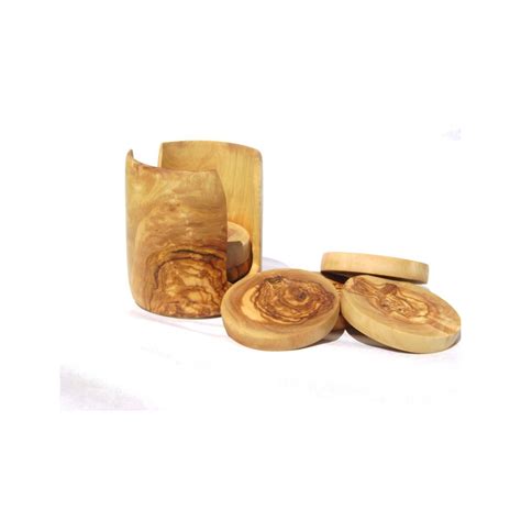 Olive Wood Drink Coasters Set Of 6 Handmade Round Coasters With Round