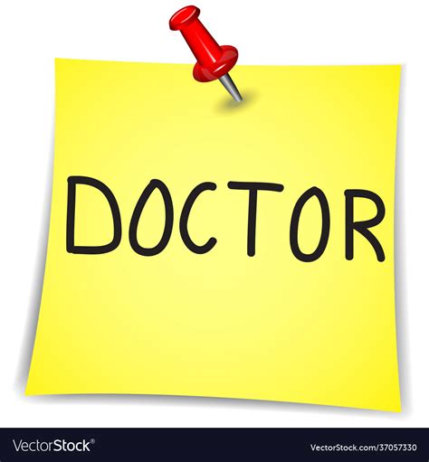 Doctor Word On A Note Paper With Pin On White Vector Image