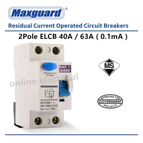 Maxguard 2 Pole Elcb 40a 63a 01ma 2 Pole Isolator 40a 63a