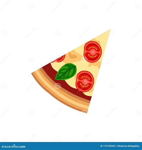 Slice Of Pizza Margherita Stock Vector Illustration Of Piece 173199200