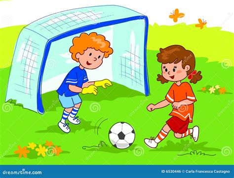 Friends Playing Soccer Stock Vector Illustration Of Match 6530446