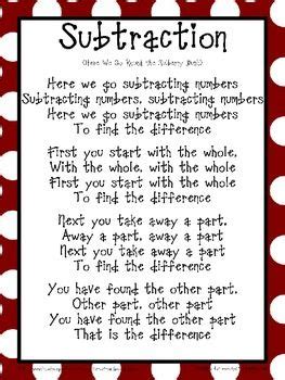 This is the second part of a mini series about songs for teaching parts of speech. Subtraction Song and Chart | Addition/Subtraction - Basic Facts | Math songs, Subtraction ...