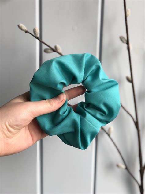 Teal Cotton Scrunchies Etsy