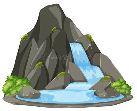 Isolated Waterfall On White Background Stock Vector Illustration Of
