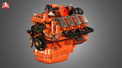 3d Dc16 Truck Engine V8 Diesel Engine Cgtrader