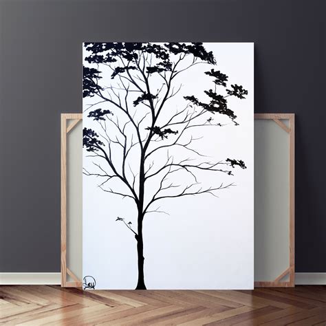 Abstract Tree Painting Abstract Painting Black And White Modern Art