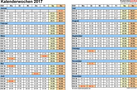 Kalenderwochen 2017 Mit Vorlagen Für Excel Word And Pdf