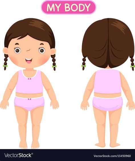 Vector Illustration Of A Girl Showing Parts Of The Body Download A
