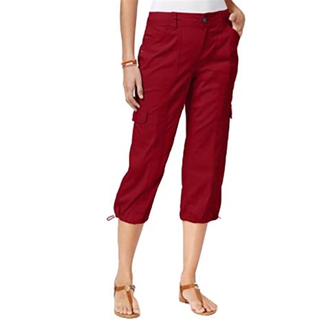 Style And Co Style And Co Cargo Capri Pants New Red Amore 14 Womens