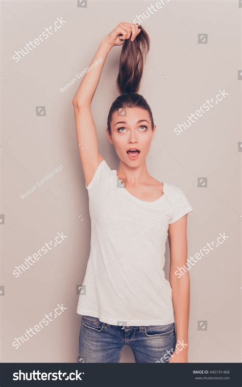 Comic Portrait Young Girl Showing Her Stock Photo 440191468 Shutterstock