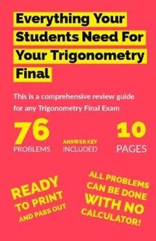 How do aerial photographers determine the altitude a camera needs to be flown to in order to cover a given ground area? Comprehensive Trigonometry Final Review Packet by HS Math Resources