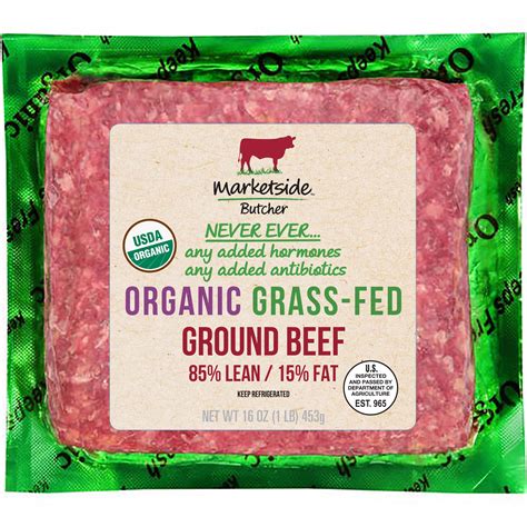 Marketside Butcher Organic Grass Fed 85 Lean15 Fat Ground Beef 1 Lb Fresh