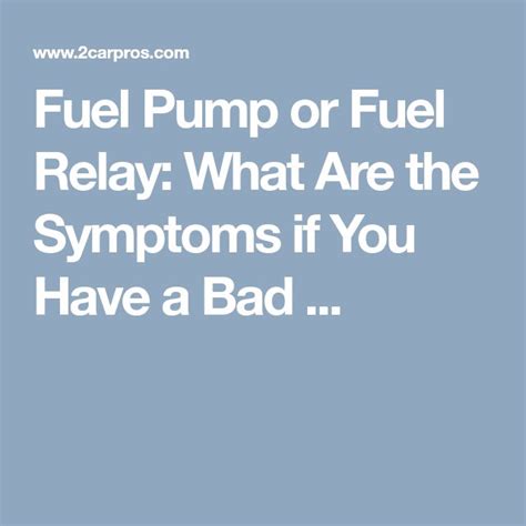 Put the cap back on and make sure it makes a good and tight seal. Fuel Pump or Fuel Relay: What Are the Symptoms if You Have a Bad ... | Relay, Pumps, Fuel