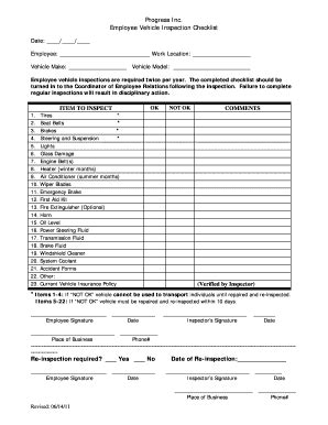 Daily Vehicle Inspection Sheet