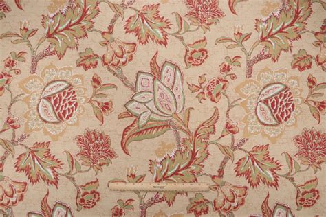 Sample Of Thibaut Jacobean Trail F93312 Printed Cotton Drapery Fabric