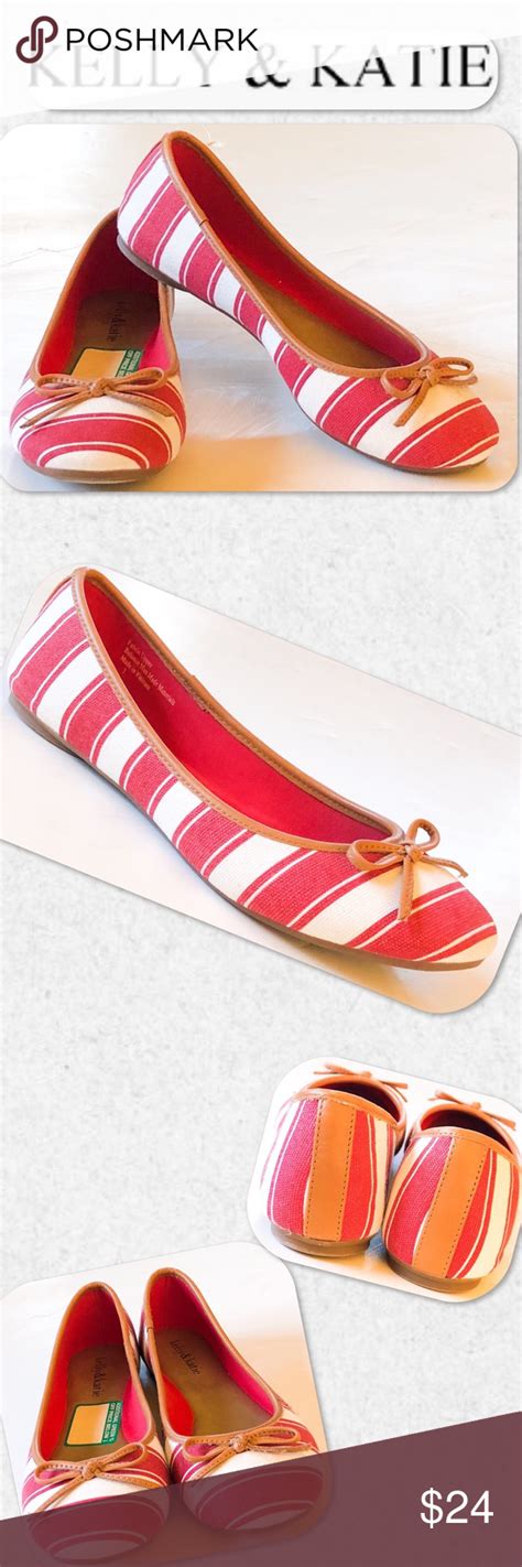 Kelly And Katie Red And White Striped Ballet Flats Kelly And Katie