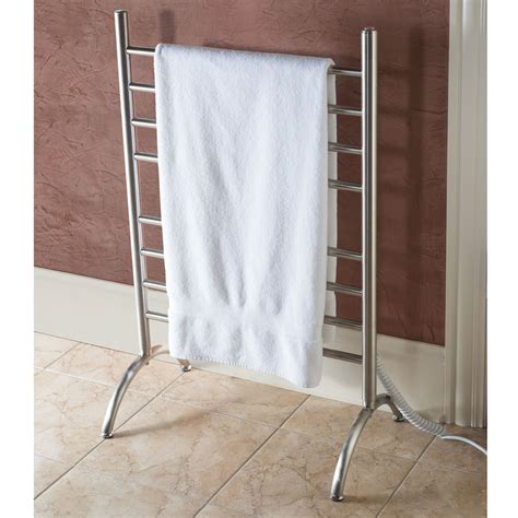 Mdesign large freestanding towel rack holder with storage shelf. The Best Freestanding Heated Towel Rack - Hammacher Schlemmer