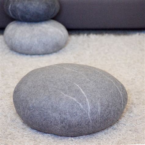 Felted Wool Stone Floor Cushion Large Dark Grey Vladahom Touch