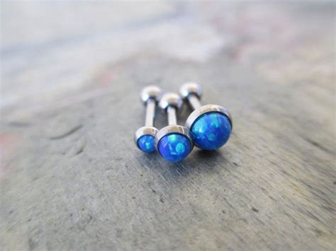 Cornflower Blue Fire Opal Helix Cartilage Stud Earrings Barbell