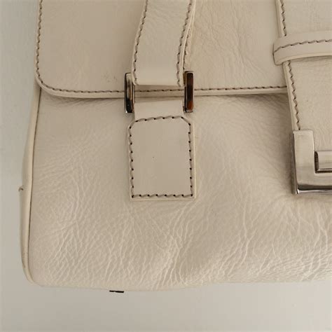 Lambertson Truex Cream Leather Shoulder Bag
