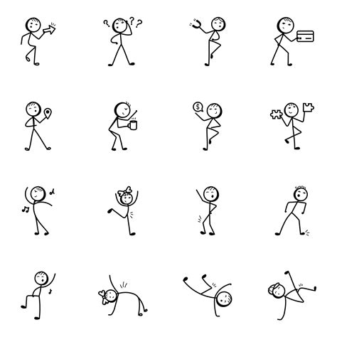 Premium Vector Dancing Stick Figure Hand Drawn Icons