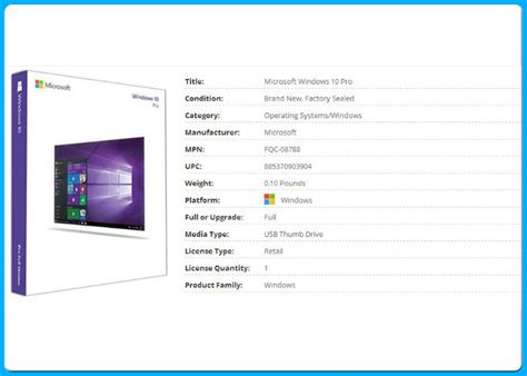 Usb Retail Pack Microsoft Windows 10 Pro Software Oem Key Coa