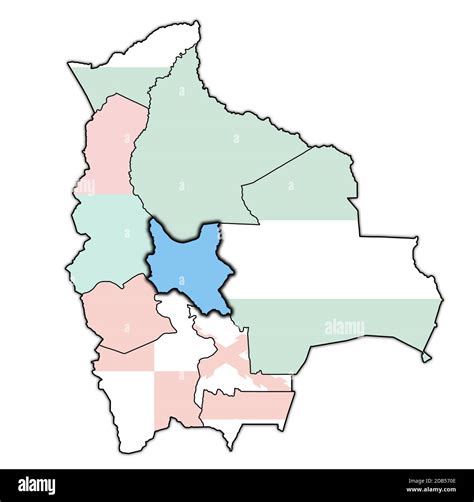 Territorio Y Bandera De La Región De Cochabamba En Mapa Con Divisiones