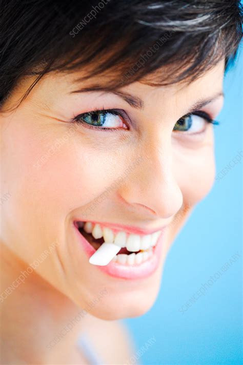 Woman Chewing Gum Stock Image C0312937 Science Photo Library