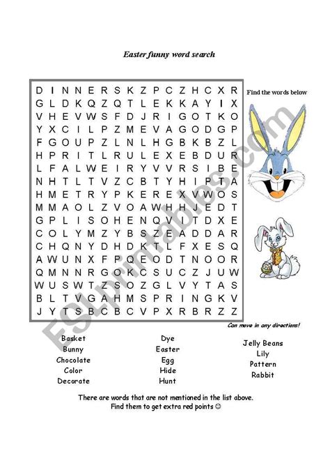 Easter Funny Word Search Puzzle Esl Worksheet By 200ft