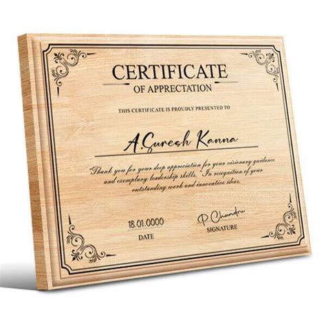 Personalized Wooden Photo Frame Certificate Certificate On Wood