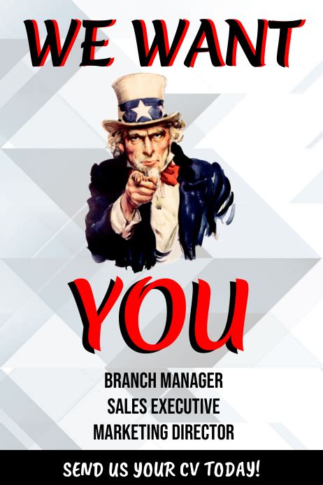 Copy Of We Want You Poster Template Postermywall
