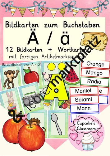 Buchstabe Umlaut Ä Einführung Bildkarten, Wortkarten, Alphabetisierung, DaZ ...