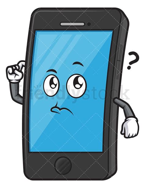 Confused Cellphone Character Cartoon Clipart Vector Friendlystock
