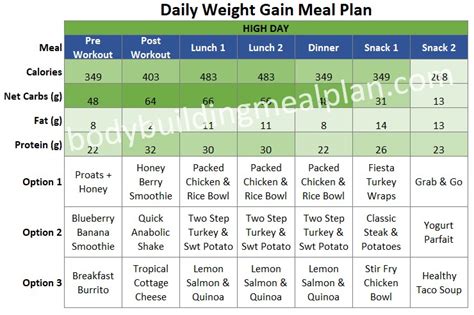 Meal Plan And Workout Routine For Weight Gain Kayaworkout Co