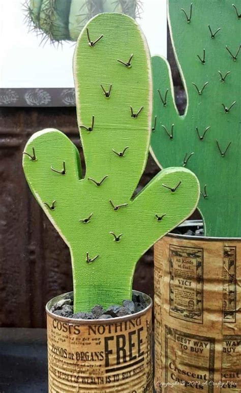 Easy Diy Wooden Cacti Wooden Diy Cactus Craft Cactus Diy