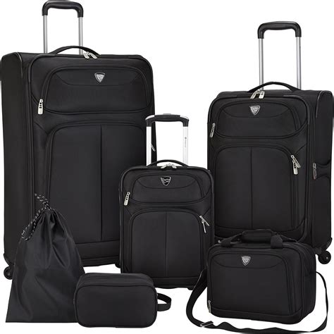 Travelers Club Luggage Hartford 6 Piece Softside Luggage Set Black