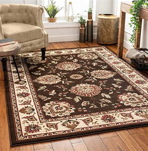Well Woven Sultan Sarouk Brown Oriental Area Rug Persian Floral Formal