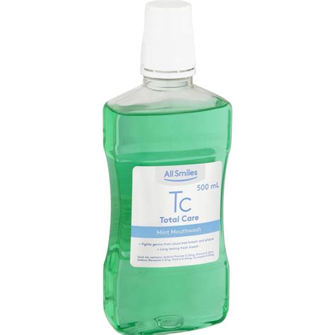 All Smiles Total Care Mint Mouthwash 500ml Woolworths