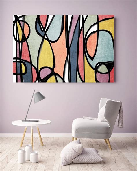 Vibrant Colorful Abstract 0 19 Mid Century Modern Colorful Etsy