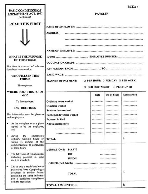Payslip Template Bcea4 Form ≡ Fill Out Printable Pdf Forms Online