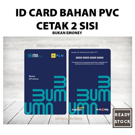 Jual Custom Kartu Id Card Pln Bumn Terbaru Bahan Pvc 2 Sisi Indonesia