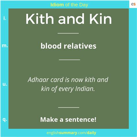 Kith And Kin Idiom Meaning And Sentence English Phrases Idioms