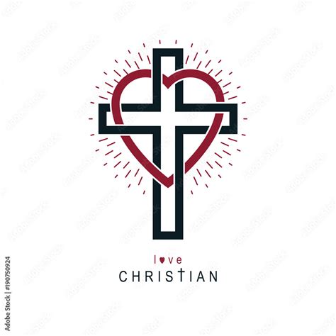 Love Of God Vector Creative Symbol Design Combined With Christian Cross