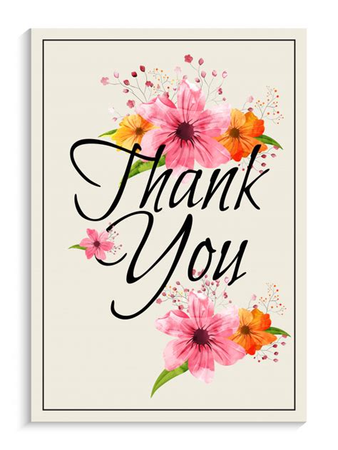 For personal interest, we often craft a thank you card and send it to our friends, companions and other relatives. Beautiful watercolors decorated flowers, thank you ...